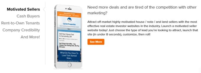 Investorcarot websites generate motivated seller and cash buyer leads