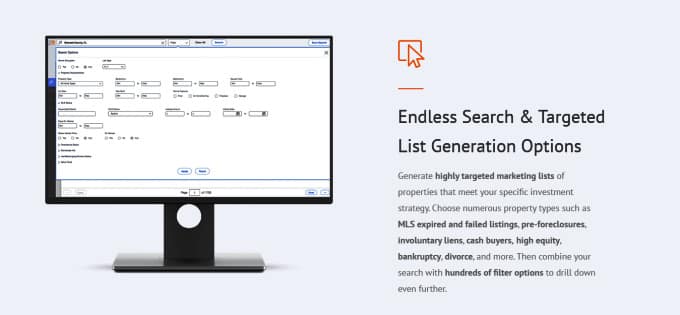 Target property search and generate real estate lead lists
