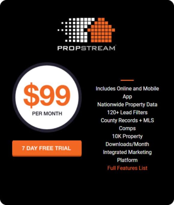 PropStream pricing and 7 day free trial